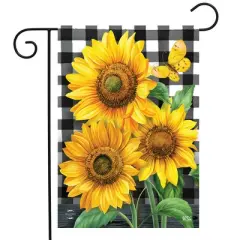 Briarwood Lane Garden Flag 18x12.5 For Outdoor Checkered Sunflowers Summer Garden Flag Flag For Summer Garden Flag Flags For Outside