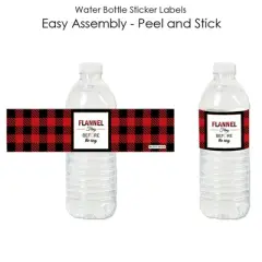 Big Dot of Happiness Flannel Fling Before the Ring - Buffalo Plaid Bachelorette Party Water Bottle Sticker Labels - Set of 20