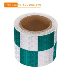 Unique Bargains Waterproof High-Visibility Warning Adhesive Reflective Tapes 10 Ft x 2 Inch 3 Rolls Green White