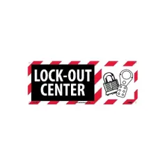 National Marker Notice Signs; Lock Out Center (W/Graphic) 7X17 Rigid Plastic SA148R