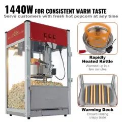 INFURNIC Popcorn Poppers 12 Oz Countertop Popcorn Maker 1440W High Output for Parties and Events, Natural, 18.99"*32.96"*21.35"