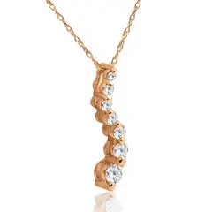 Pompeii3 1/2ct Diamond Journey Pendant 14K Rose Gold Womens Jewelry Necklace