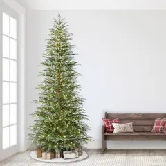 Puleo 9' Pre-Lit Artificial Cypress Christmas PE Tree with LED Rice Lights