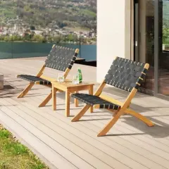Barre 3pc Outdoor Bistro Set - Natural - Alaterre Furniture