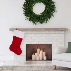 Northlight Traditional Plush Christmas Stocking with Cuff  - 36" - Red and White
