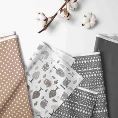 Bacati - Owls in the Woods Beige/Gray 3 pc Crib Bedding Set