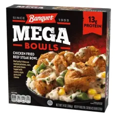 Banquet Mega Bowls Frozen Chicken Fried Beef Steak - 14oz