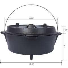 SEVOBAL Grill Cookware Outdoor Camping Pot with Skillet Lid for Versatile Campfire Cooking Use Area, Black, 13.7"*13.7"*8.1"