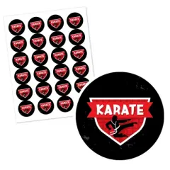 Big Dot of Happiness Karate Master - Martial Arts Birthday Party Circle Sticker Labels - 24 Count
