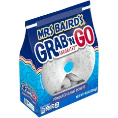 Mrs Baird's Grab 'n Go Favorites Powdered Sugar Donuts, 10 oz, Donuts, Bag, Pack of 4