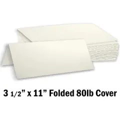 Hamilco Blank Tent Name Place Table Cards 3 1/2" x 11" Folded Card Stock - Cream Cardstock Paper 80lb Cover - 100 Pack