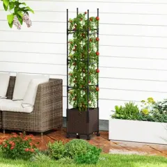 Tangkula 87" Tall Raised Garden Bed w/ Plant Box & Trellis Lockable Wheels Indoor Outdoor