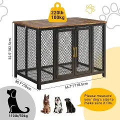 Heavy Duty Dog Crate, Convenient Top Opening, Dogs Kennel for Medium to Large Pet, Multi-Purpose Dog Crate Side Table with Storage, Easy Assembly