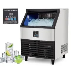 Acekool Commercial Ice Maker, 160Lbs/24H Stainless Steel Undercounter Ice Machine with 44Lbs Storage