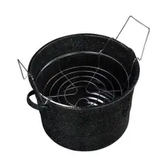 Granite Ware Water Bath Canner with Collapsible Jar Rack, 15.5 Quarts - Durable Enamel Steel Pot - Safe for Gas & Electric Stovetops (Speckled Black)