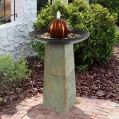 Sunnydaze 38" H Decorative Orb Slate Outdoor Water Fountain