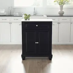 Cambridge Granite Top Compact Kitchen Island Cart Black/White - Crosley