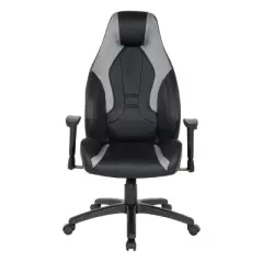 Commander Gaming Chair In Faux Leather Black/Gray - OSP Home Furnishings