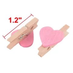 Unique Bargains Heart-shaped Mini Wooden Art Supplies Card Photo Clip 1.2"x0.7"x0.4" 50 Pcs