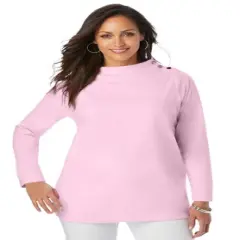 Jessica London Women&rsquo;s Plus Size Fleece Funnel Neck Top