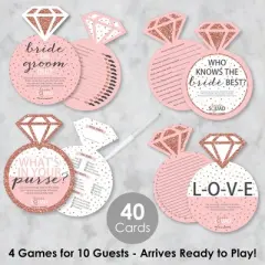 Big Dot of Happiness Bride Squad - 4 Rose Gold Bridal Shower or Bachelorette Party Games - 10 Cards Each - Gamerific Bundle