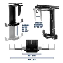 Mount-It! CPU Desk Mount | Adjustable Under Desk Computer Mount w/ Anti-Theft Screw | CPU Holder w/ Sliding Track & 360 Deg. Swivel | 22 Lbs. Capacity