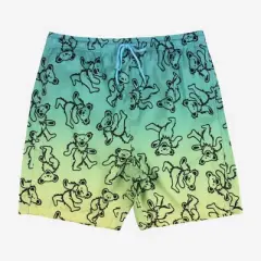 Men's 7" Grateful Dead Elastic Waist Swim Shorts - Green/Yellow