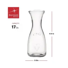 Bormioli Rocco Misura PZ Carafe, 17 oz Elegant Glass Carafe - BPA-Free with Classic Shape, Comfortable Handle for Easy Pouring - Durable Glass