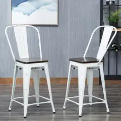 Set of 2 24" Reed Wood Seat Counter Height Barstool - Carolina Chair & Table