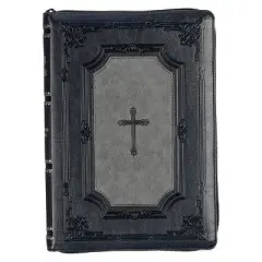 KJV Holy Bible, Super Giant Print Faux Leather Red Letter Edition - Thumb Index & Ribbon Marker, King James Version, Gray/Black - (Hardcover)
