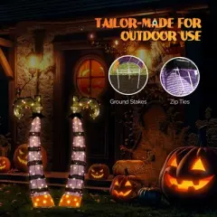 Slickblue Lighted 4ft 2D Witch Legs Halloween Prop with 160 LED Lights for Outdoor Halloween Decor
