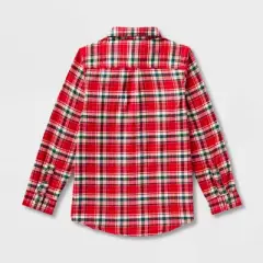 Boys' Adaptive Woven Plaid Button-Down Shirt - Cat & Jack - Red
