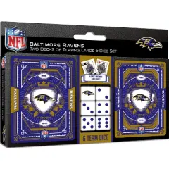 MasterPieces Officially Licensed NFL Baltimore Ravens 2-Pack Playing cards & Dice set for Adults