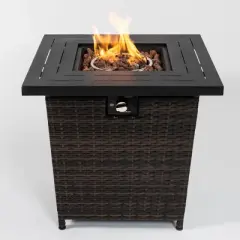 Christopher Knight Home Gwendolyn Outdoor 40,000 BTU Square Propane Steel Fire Pit Table with Lid