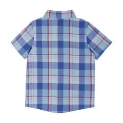Andy & Evan Toddler  Baby Boys Blue/Red Plaid Short Sleeve Button Up, Size 18-24 Months