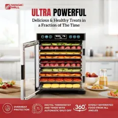 Magic Mill Pro Food Dehydrator, 10 Stainless Steel Trays, Digital Timer, Keep Warm Function