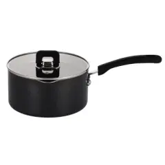 NutriChef Saucepan Pot W/ Lid-Non-Stick Stylish Kitchen Cookware W/ Foldable Knob 1.5 Quart (Black)