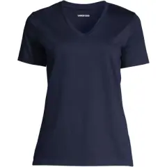 Lands' End Women's Relaxed Supima Cotton Short Sleeve V-Neck T-Shirt