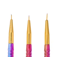 Unique Bargains Nail Art Brushes Gold Tone Multicolored 3 Pcs