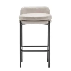 Modern Mid-Back Counter Height Barstool Faux Leather - WOVENBYRD