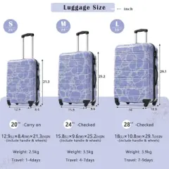 Hrinhom Hardshell Luggage Sets 3 pcs Spinner Suitcase with TSA Lock Lightweight(20"/24"/28")