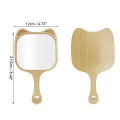 Unique Bargains Cat Ears Handheld Mirror Wood Color 1 Pc
