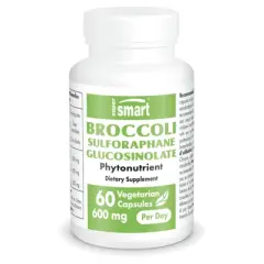 SuperSmart Broccoli Sulforaphane Glucosinolate 600mg per Day - 10% SGS with Myrosinase | Non-GMO & Gluten Free - 60 Vegetarian Capsules