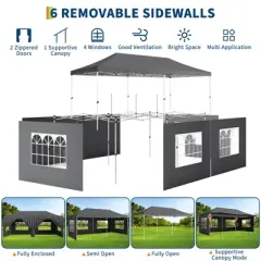 10x20 Pop Up Canopy Tent, Heavy Duty Commercial Easy Up Canopy with Removable Sidewalls, Awning & Roller Bag for Outdoor, Parties, Garden Gazebo Tent