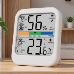 FONTOI Digital Hygrometer Indoor Thermometer, Room Temperature and Humidity Monitor Meter for Baby Room, Greenhouse, White, 2.76"*0.75"*3.11"