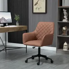 Vinsetto Mid Back Modern Home Office Chair Swivel Computer Desk Chair with Adjustable Height, Microfiber Cloth, Diamond Line Design, and Padded Armrests