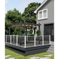 Pergola, 10x10 Ft Modern Aluminum Outdoor Pergola with Adjustable Canopy - Khaki Gazebo for Backyard Deck