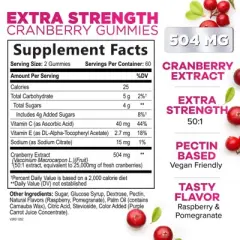 Cranberry Gummies 50:1 Cranberry Extract - Urinary Tract Support Made with 25,000mg, Helps Cleanse & Protect - 120 Gummies By Nature's Nutrition