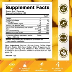 Hydrolyzed Collagen Gummies with Vitamin C, Zinc and Biotin, 200 mg per serving - 240 Gummies