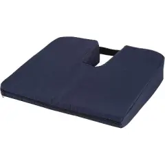 DMI Sloping Foam Seat Cushion for Coccyx Pain Relief with Cover, 16x18x2&ndash;4 in, Navy